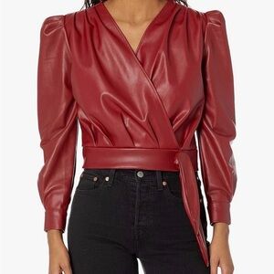 Kendall & Kylie Red Faux Leather Wrap Top